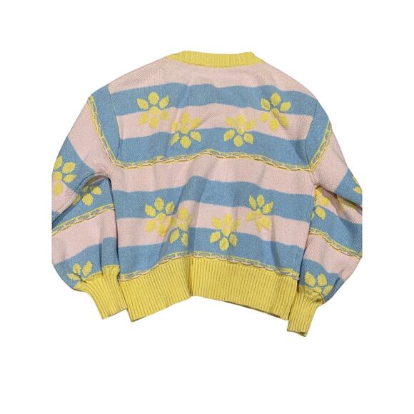 (S) Zara Pastel Colors Floral Jacquard Cozy Knit Button Front Cardigan Sweater - Picture 14 of 15